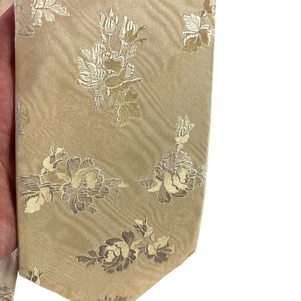 Ermenegildo Zegna Silk Tie Men’s Designer Gold Floral Pattern